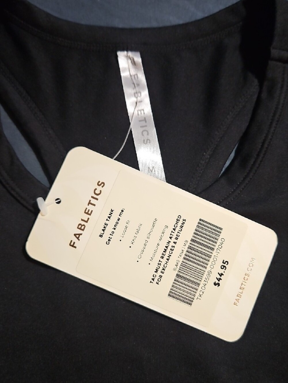 Fabletics Black Racerback Crop Tank - Picture 2 of 3